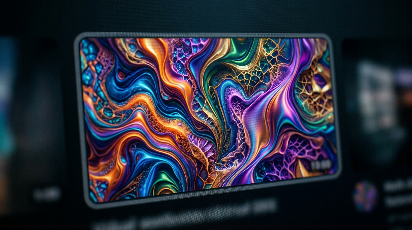 Close up of high-quality AI-generated textures on a vibrant YouTube thumbnail preview screen.
