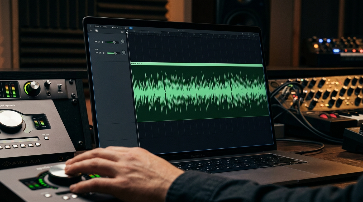 A close-up of a digital audio workstation showing a seamless looping waveform.